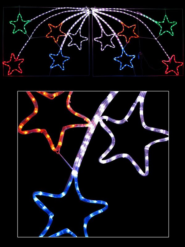 Shooting Stars On Wire Frame LED Rope Light Silhouette - 2.2m