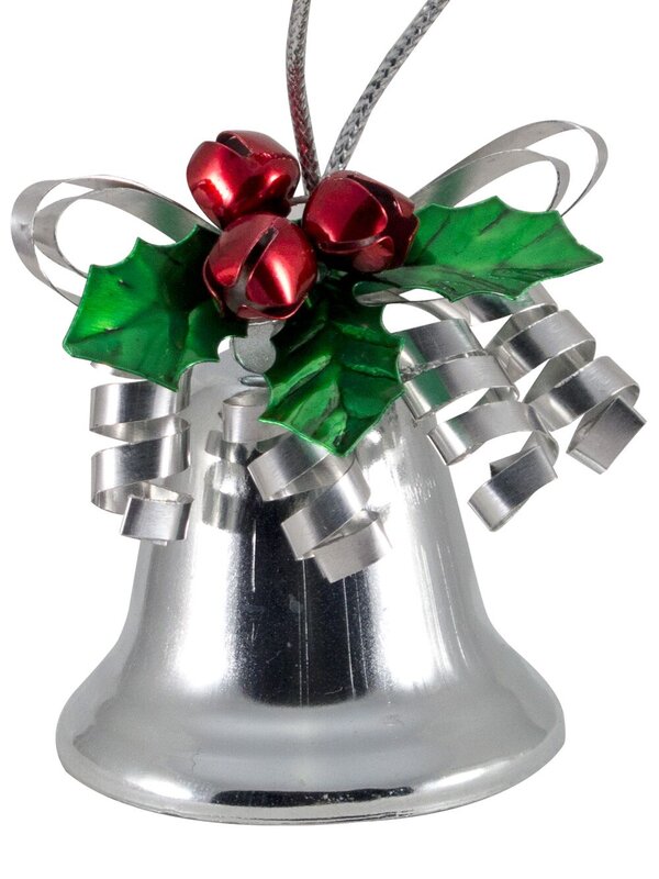Silver Hanging Bells With Decoration - 6 x 60mm
