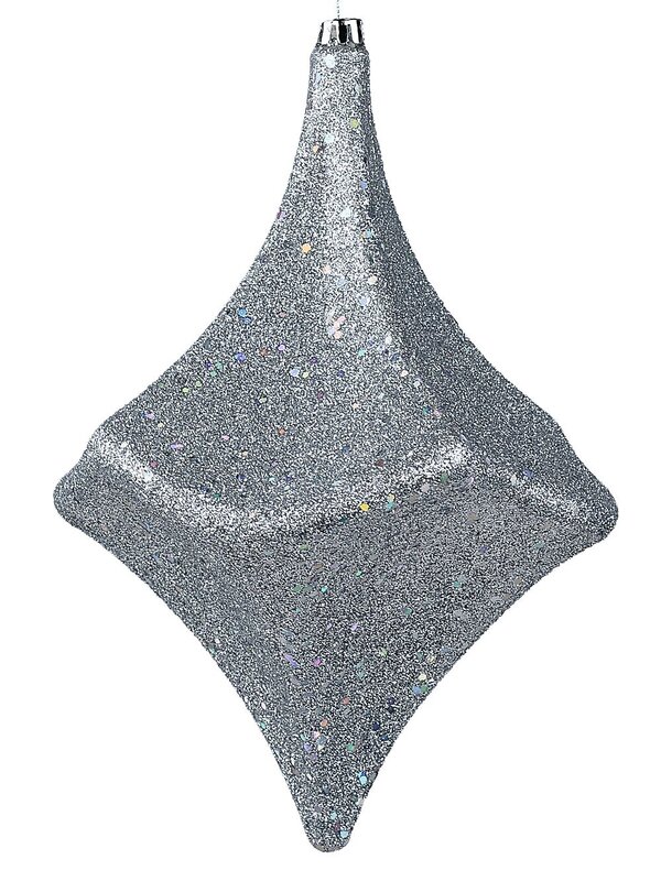 Silver Lustrous Grand Diamond Shape Finial Drop | 22cm