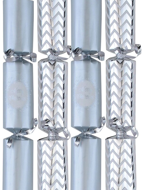 Silver Metallic & Matte Design Christmas Cracker Bon Bons - 6 x 22cm