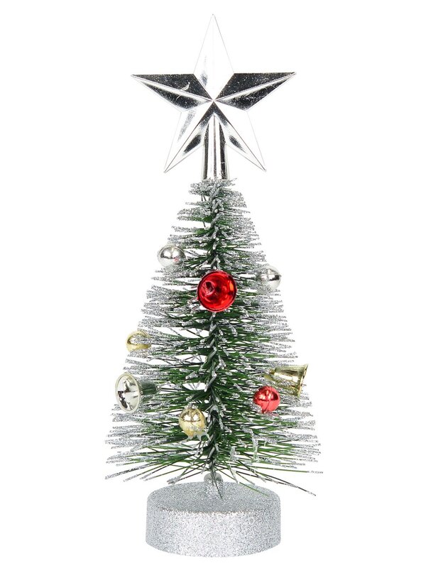 Silver Tip Decorated Christmas Tree Table Top Ornament - 20cm