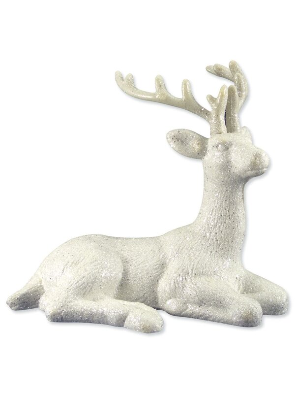 Sitting Glittered Reindeer Ornament - 20cm