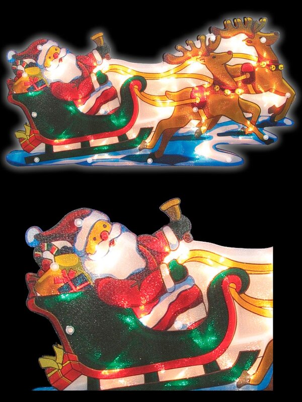 Sleigh & Reindeer Indoor Illuminated Motif - 46cm