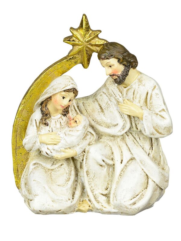 Small Nativity Scene With Mary, Joseph, Baby Jesus & Star - 11cm