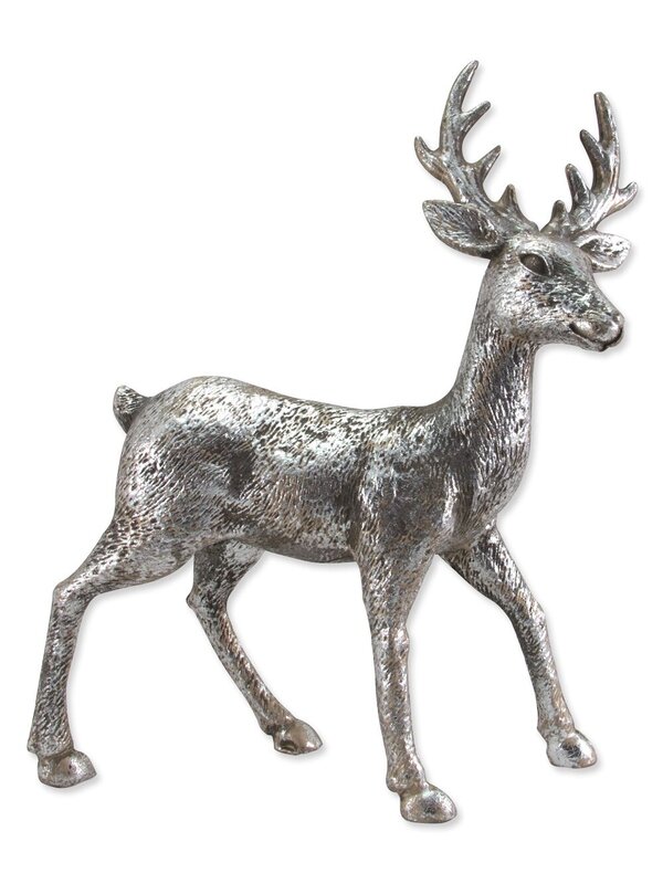 Standing Silver Antique Look Young Ornamental Reindeer - 23cm