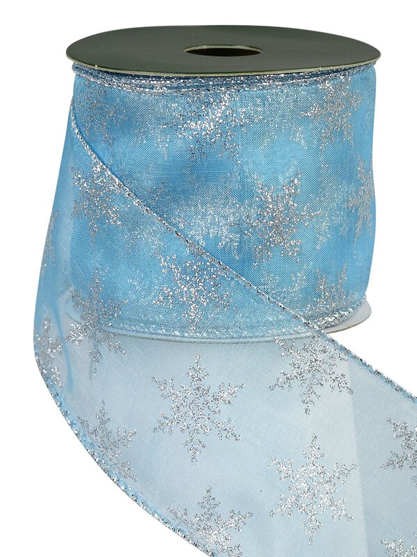 Tiffany Blue & Silver Snowflake Design Ribbon - 3m