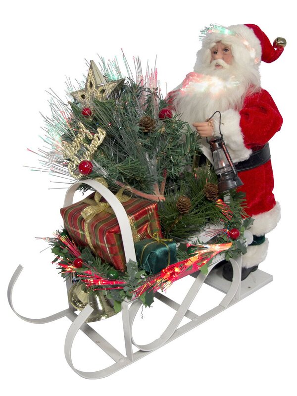 Traditional Santa On Sleigh Fibre Optic Musical Animation - 34cm