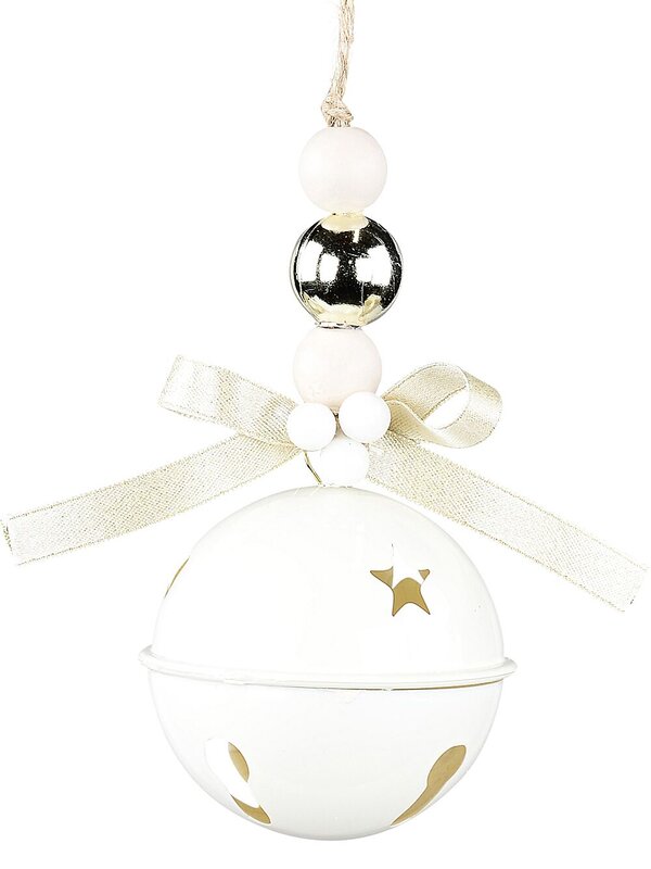 White Gloss Whimsical Essential Tinkling Jingle Bell Bauble | 65mm