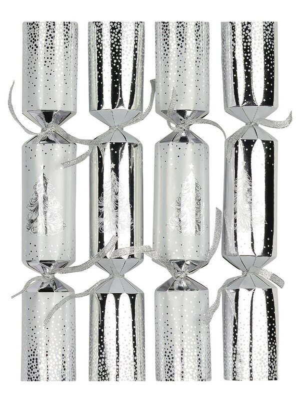 White Tree On Silver & Silver Tree On White Bon Bons - 12 x 30cm