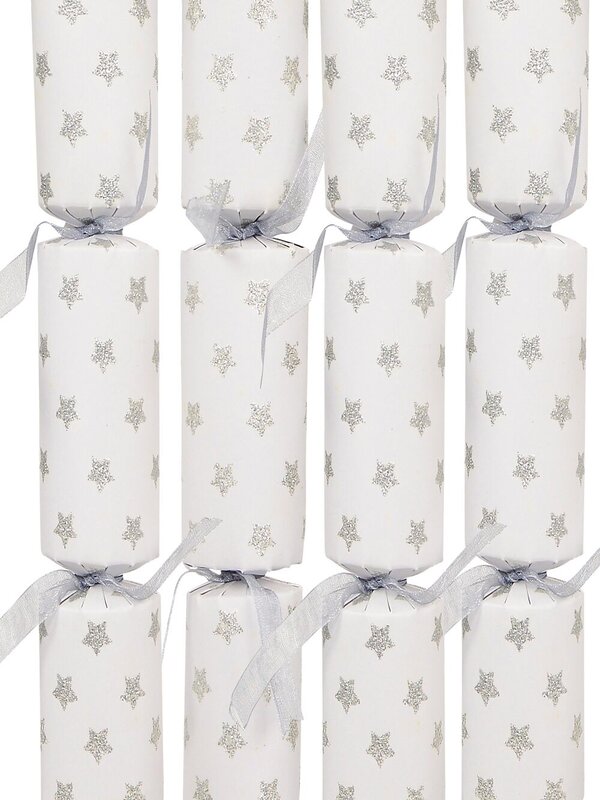 White With Silver Stars Bon Bons - 20cm x 8 Pack
