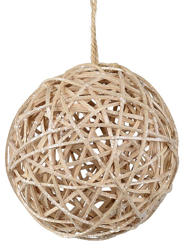 Woven Vine Authentic Natural Signature Glitter Ball Bauble | 12cm