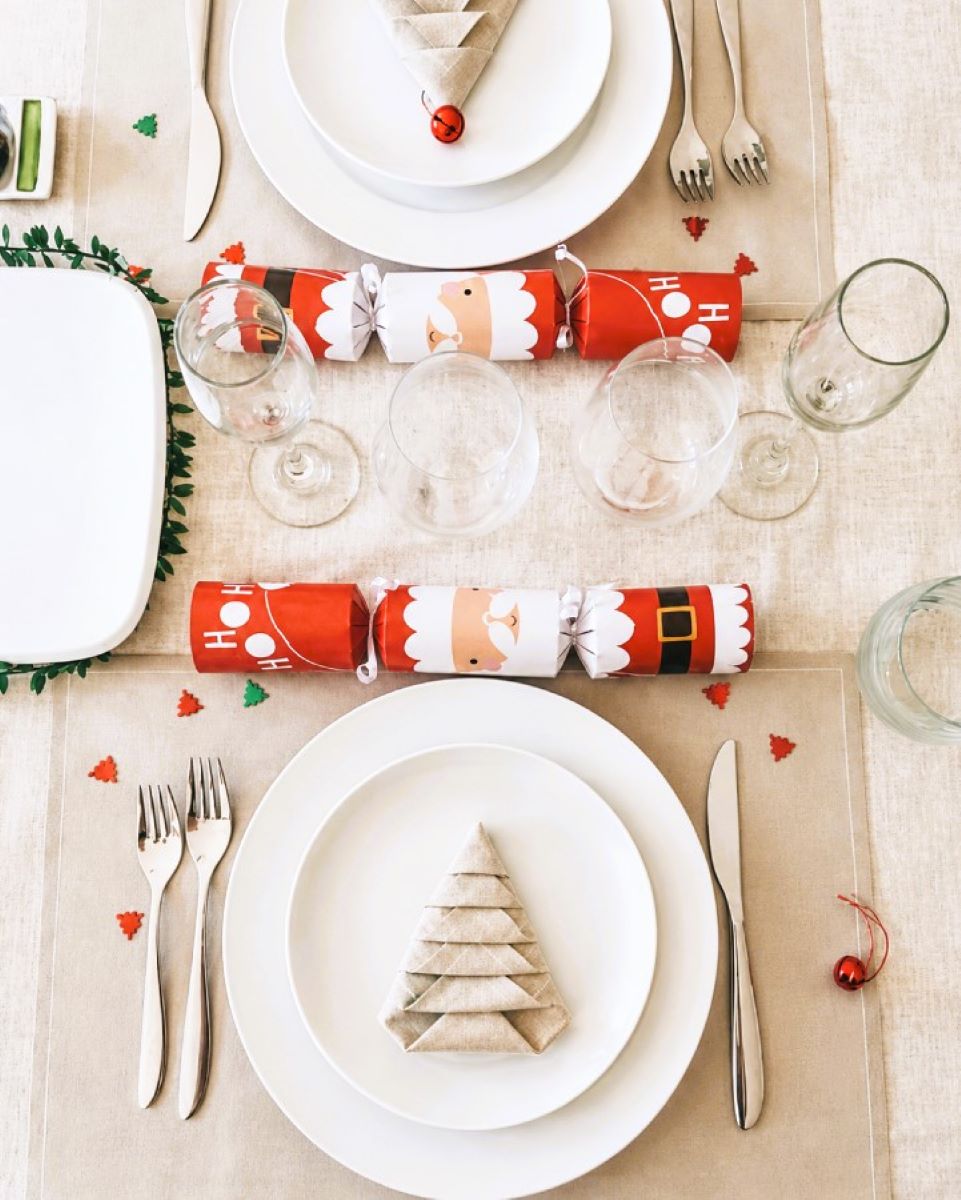 Classic Santa Christmas Bon Bons Neutral Christmas Table